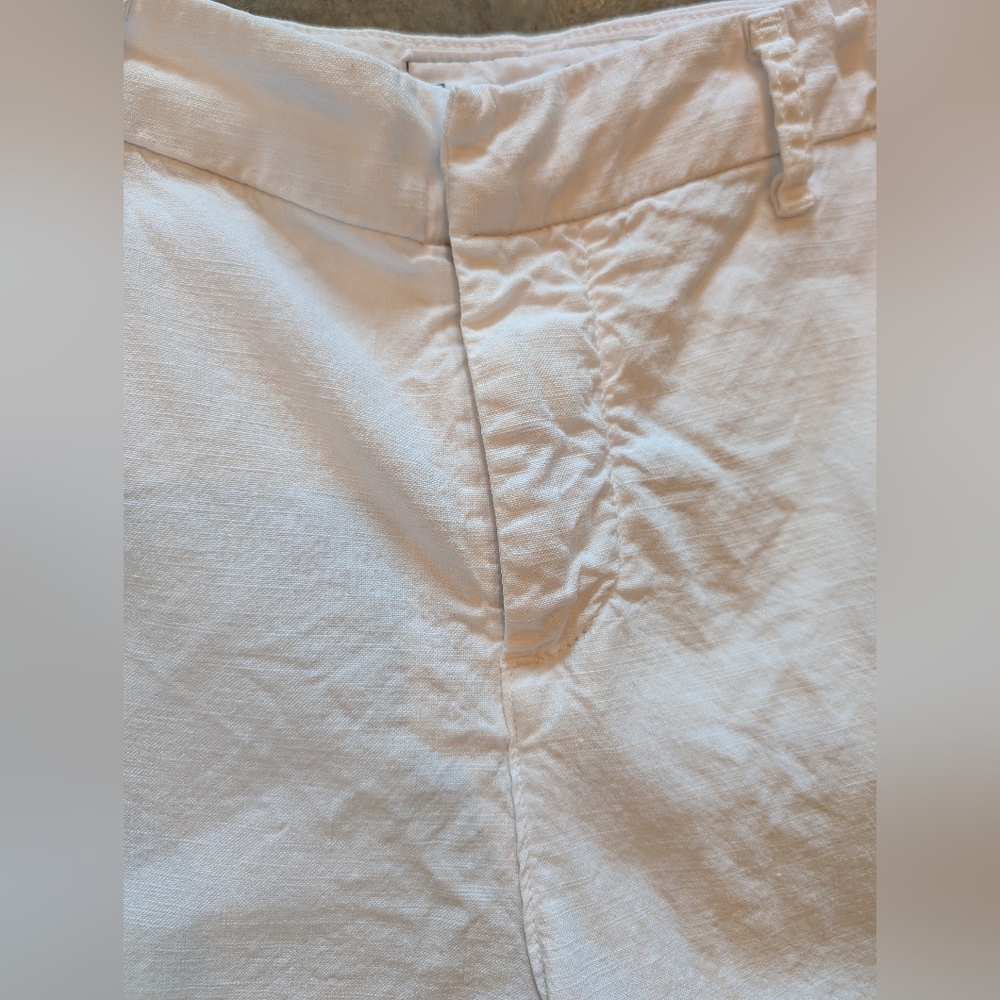 Frank & Eileen Kinsale Linen Blend White Raw Hem Cropped Pants Size 4 - Picture 4 of 11
